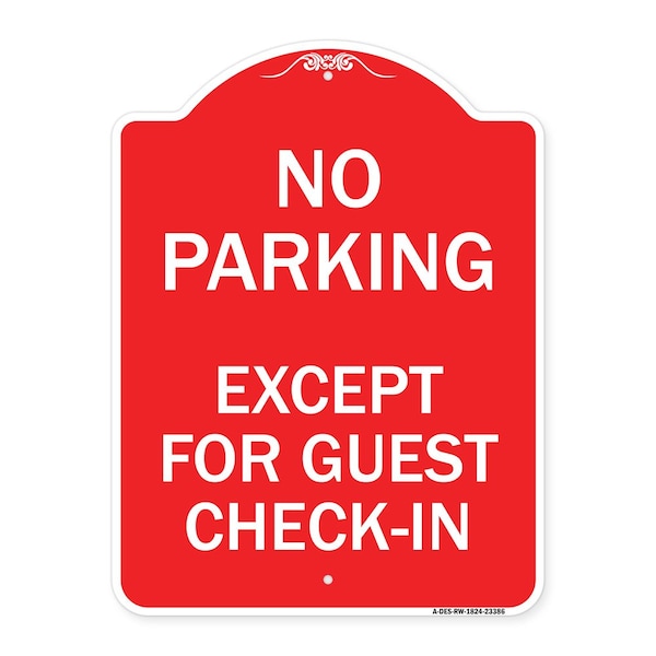 Signmission Parking Reserved for Guests Only, Red & White Aluminum Architectural Sign, 18" x 24", RW-1824-23386 A-DES-RW-1824-23386 - main